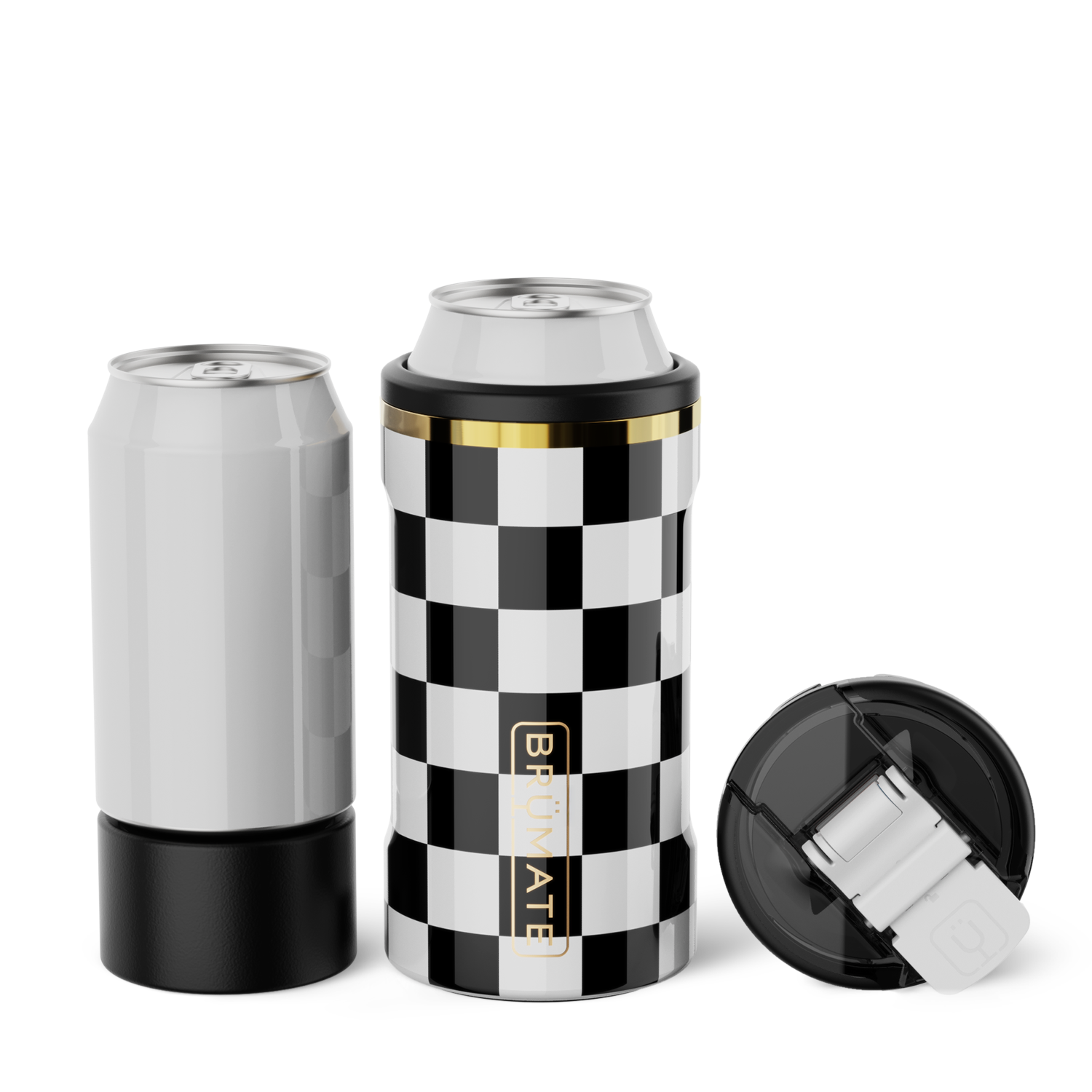 Hopsulator Trio V2 | Black & White Checker | 12/16oz Standard Cans - Deep Clean